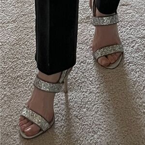 J Crew Like New Glitter Double Strap Sandals, Sz 8.5